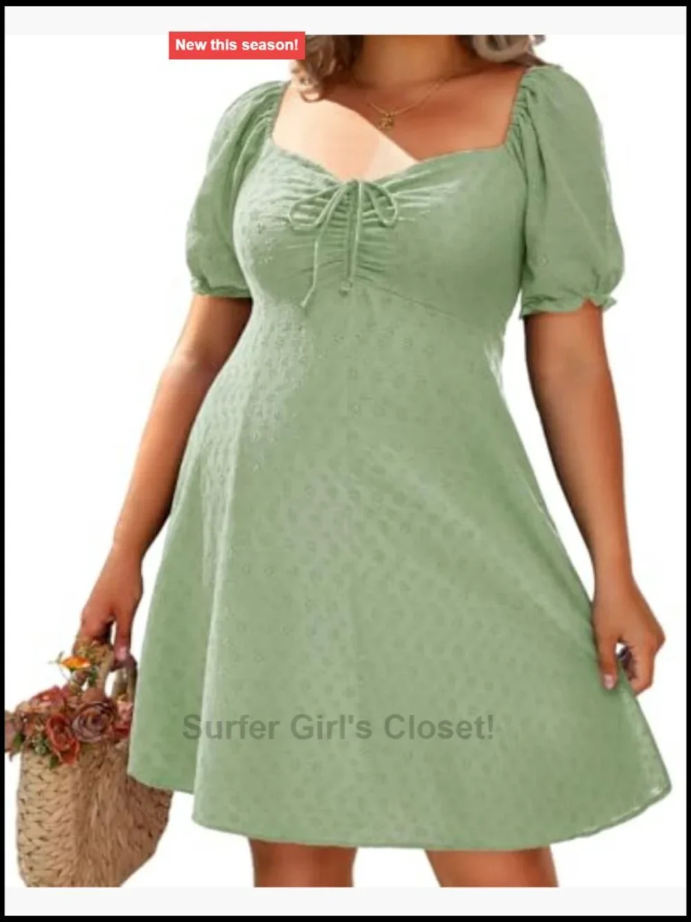 Plus Size Puff Sleeve Eyelet Sundress Casual Babydoll Mini Dress Smocked